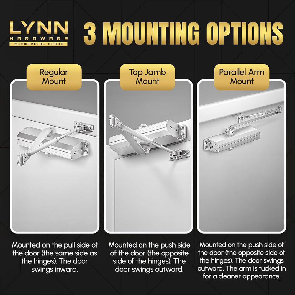 LYNN HARDWARE Medium/Heavy Duty Commercial Door Closer with Speed Controls