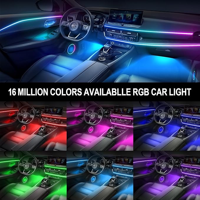 WEBUPAR Dreamcolor Acrylic Interior Car Lights, 10 in 1 LED Strip Lights