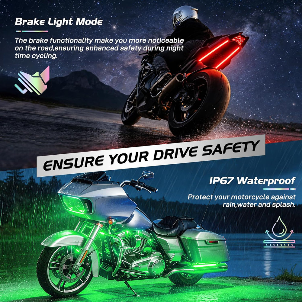 Nilight - TL-35 12PCS Motorcycle RGB Led Light Kit Waterproof Multi-Color Atm...