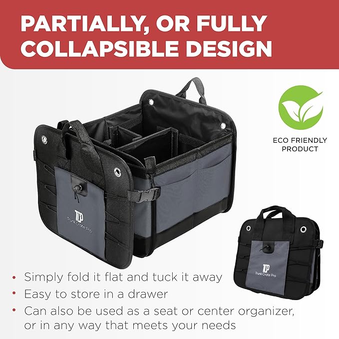 TRUNKCRATEPRO Trunk Organizer For Car, Truck | Premium Adjustable Multi