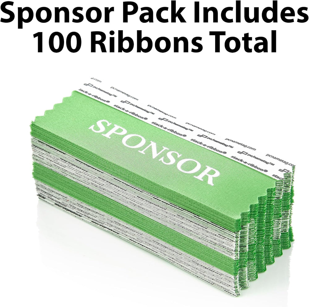 4" Sponsor Green with Silver Foil Badge Ribbons, Pack of 100