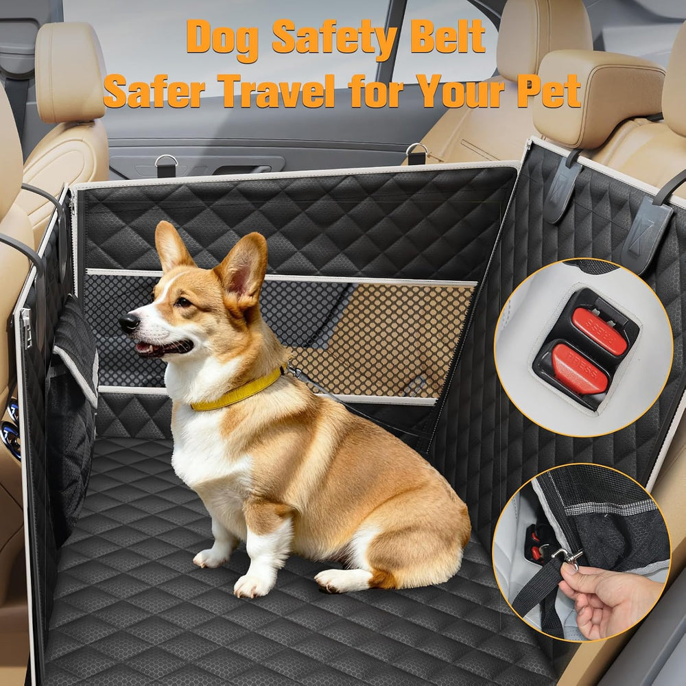 PETICON Large Dog Car Seat, Back Seat Extender for Pets with Hard Bottom