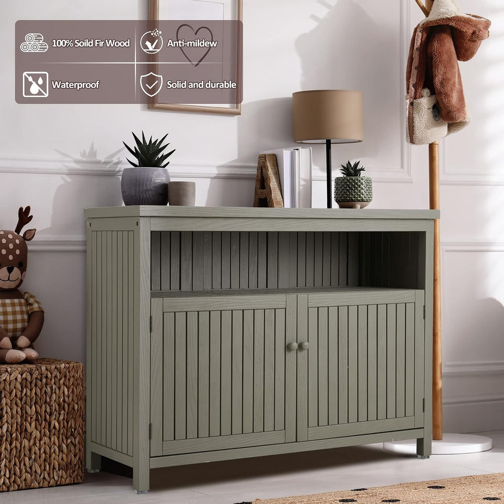 AHB Outdoor Console Sideboards Buffet Cabinet(Grey)