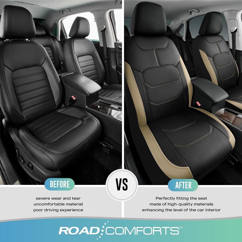 Road Comforts Seat Covers, Premium Leather Car Seat Covers Front Seats,Airbag...