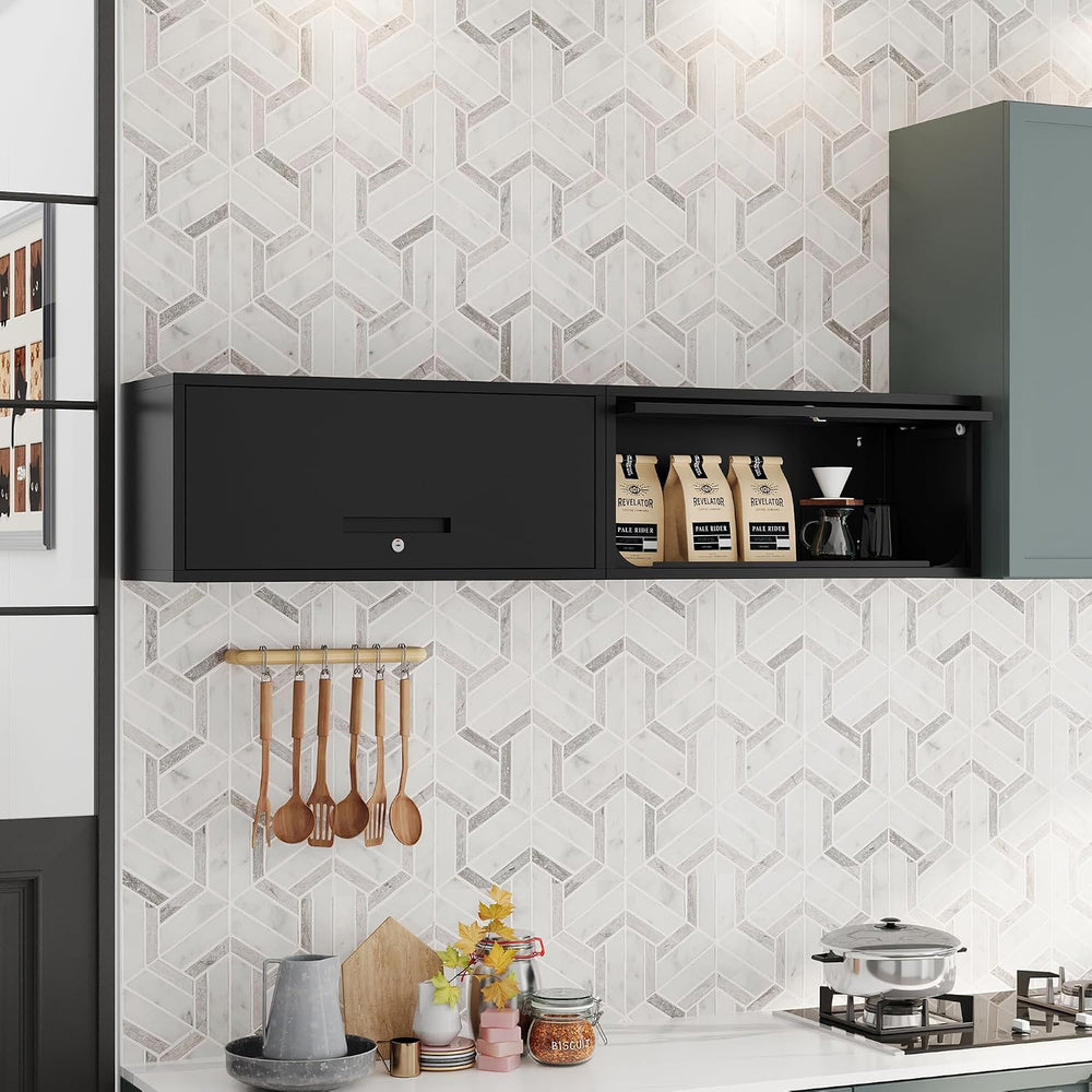 Fesbos Metal Storage Cabinet Black Wall Cabinets with Locking Door - Wall Mou...