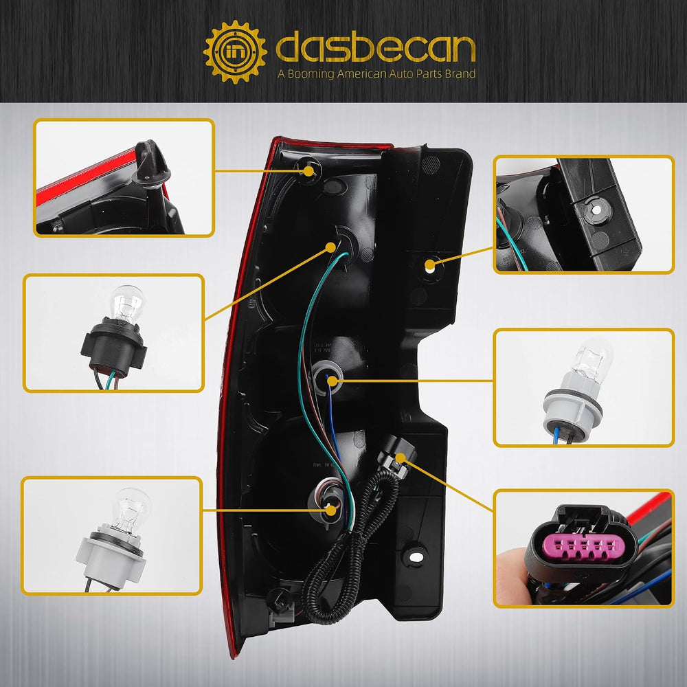 Dasbecan Rear Tail Light Assembly Compatible With 2007-2014 Tahoe Suburban Ta...