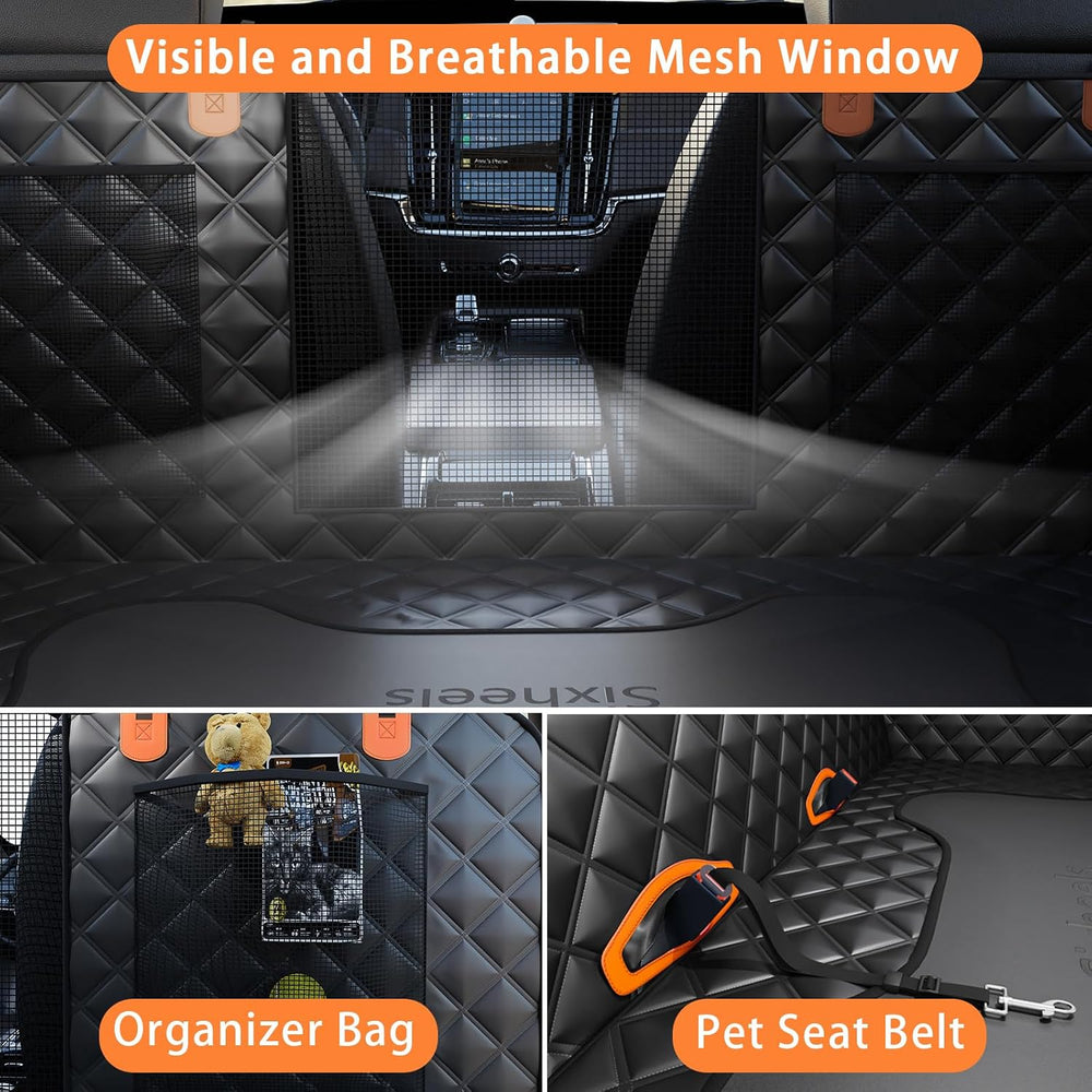 Dog Car Seat Cover Back Seats Protector, Backseat Extender Hard Bottom Rear S...