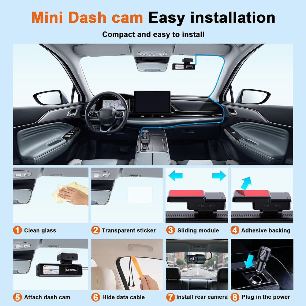 4K Dash Cam Front and Rear,with “Apple Find My” Function, 5.8GHz WiFi