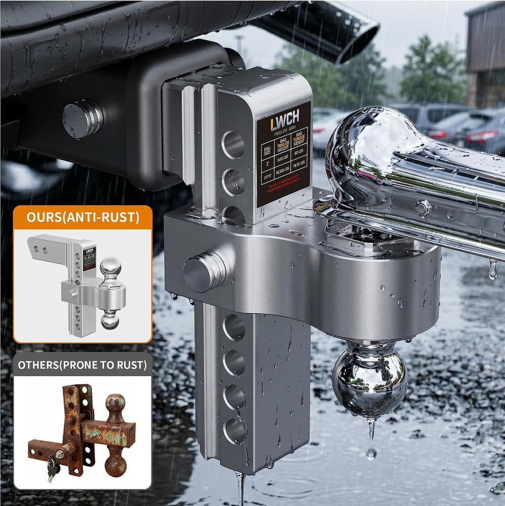 Adjustable Trailer Hitch for 2.5 Inch Receiver, 8 Inch Drop/Rise