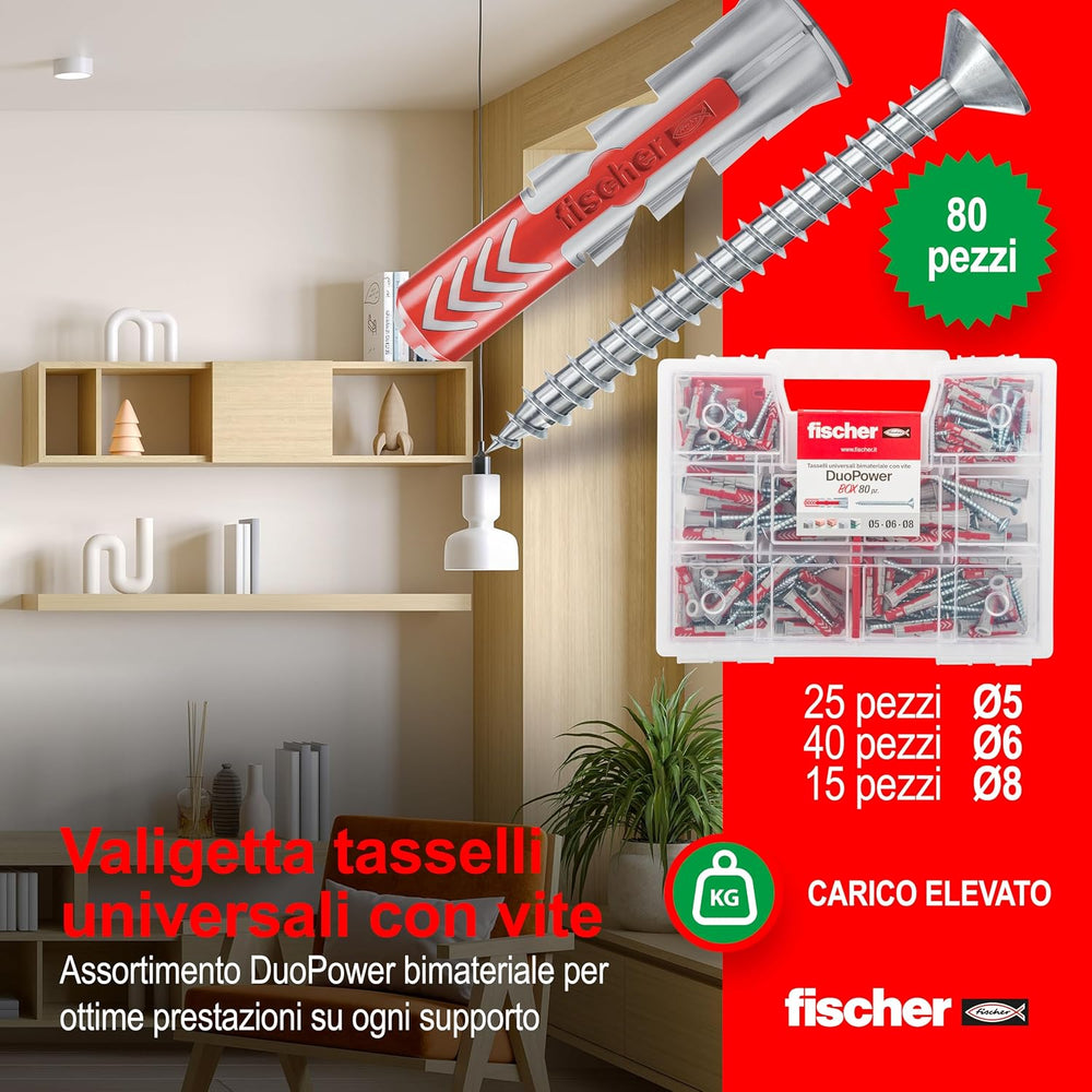 Fischer 544546 Duopower Universal Dowels Kit with Screw, Transparent