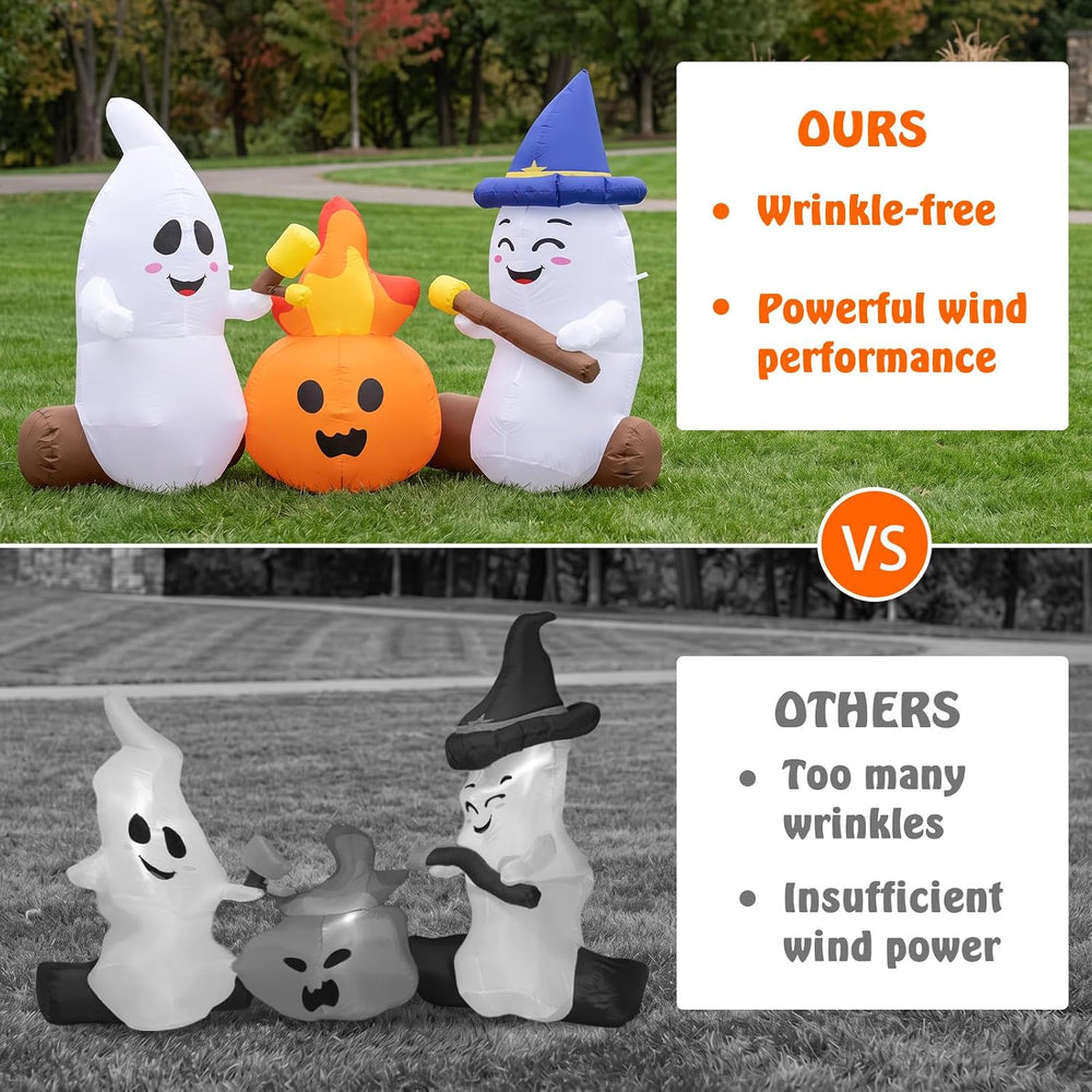 6FT Halloween Inflatables Ghosts Outdoor Cute Blow ups Yard Decorations for G...