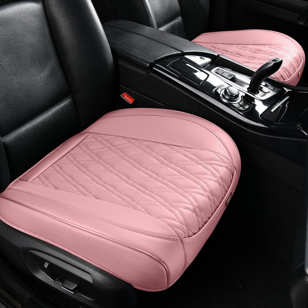TIEHESYT Pink Car Seat Covers, 2PCS Automotive Faux Leather Seat Covers Front...