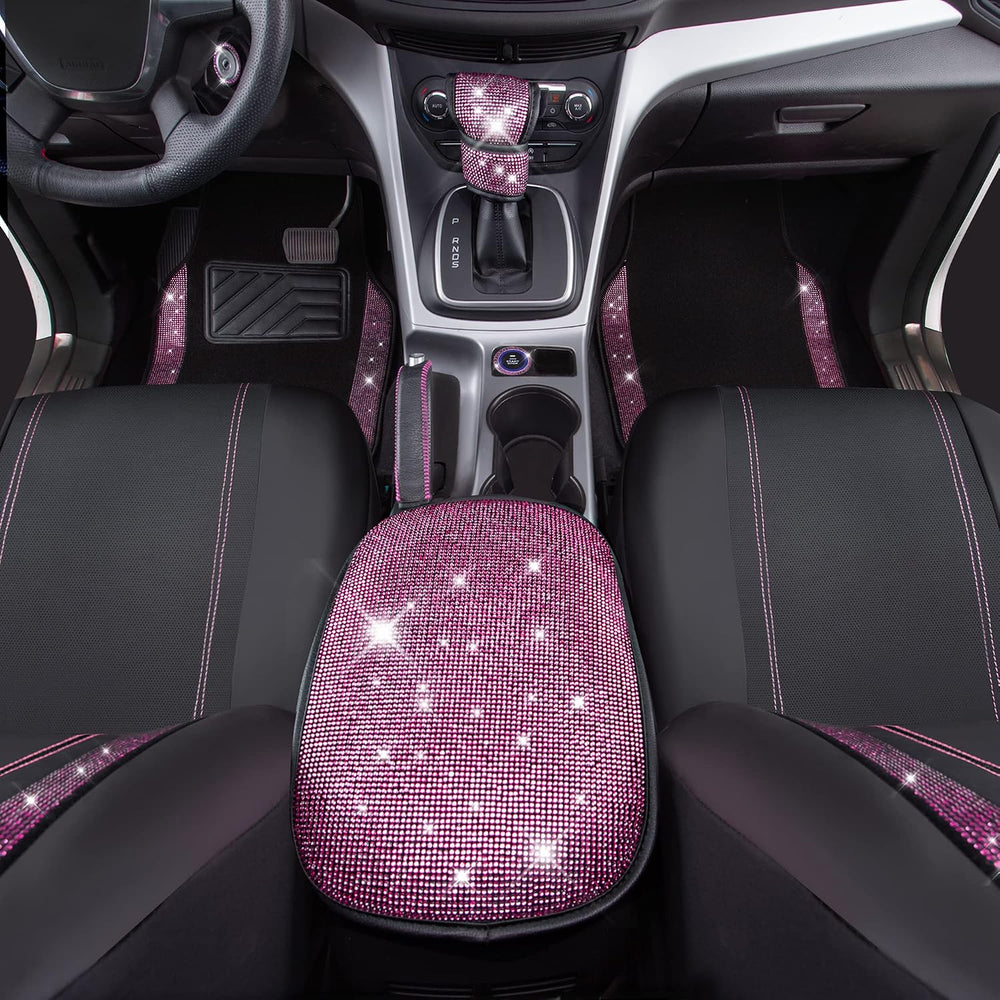 CAR PASS Bling Rhinestone Car Seat Covers Leather Shining Diamond Car Floor M...