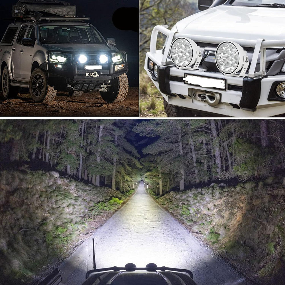 BIGLION.X 2Pcs 7inch White Boat Spotlights Off Road Lights Marine Light Bar