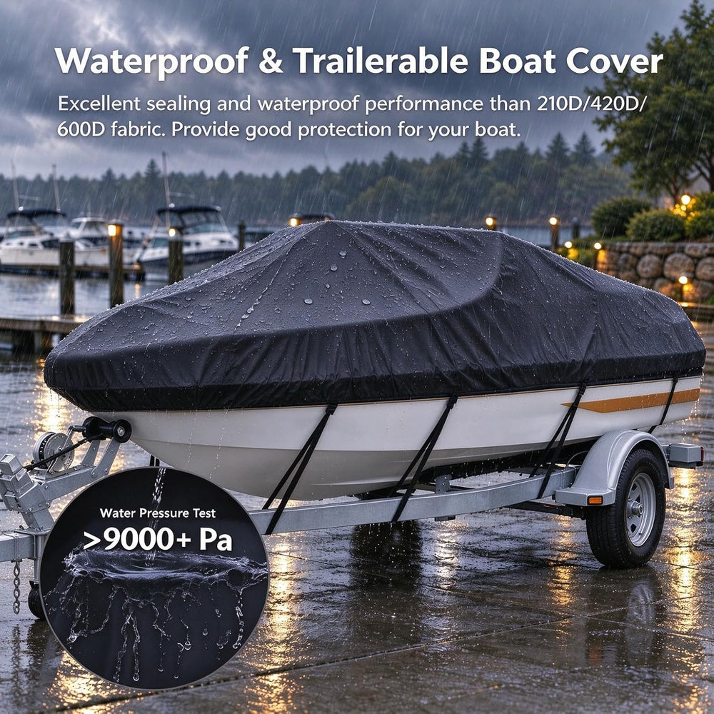 Boat Cover 12-14ft, Heavy Duty Marine Grade Waterproof Tarp Covers