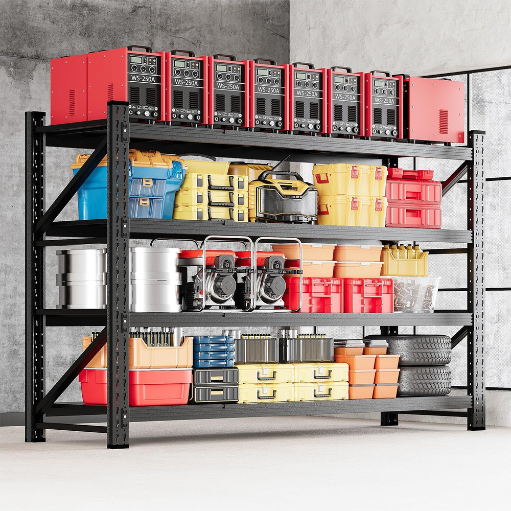MIIIKO 71.3" W Storage Shelves,5000LBS Metal Garage Storage Shelving,Hea...