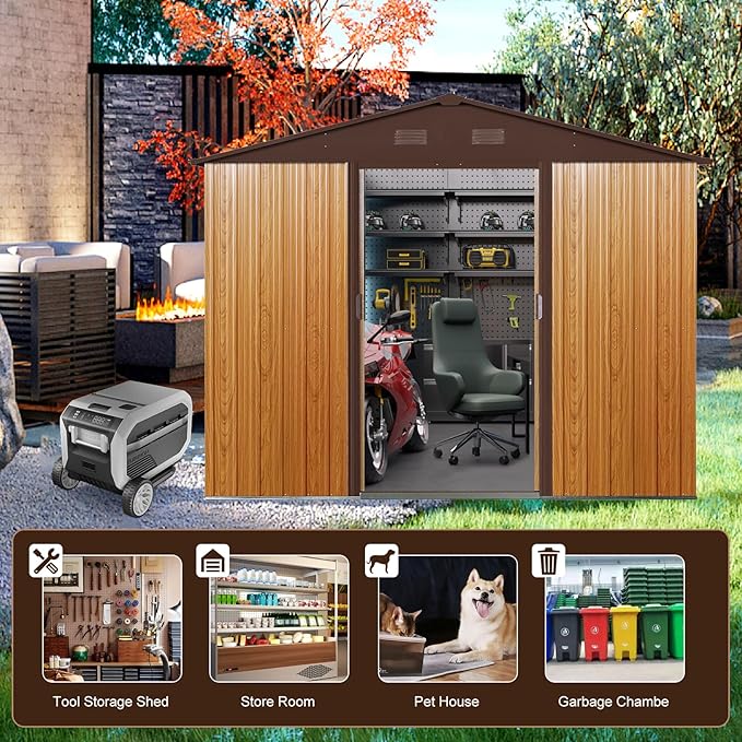 8x6 FT Outdoor Storage Shed, Metal Shed