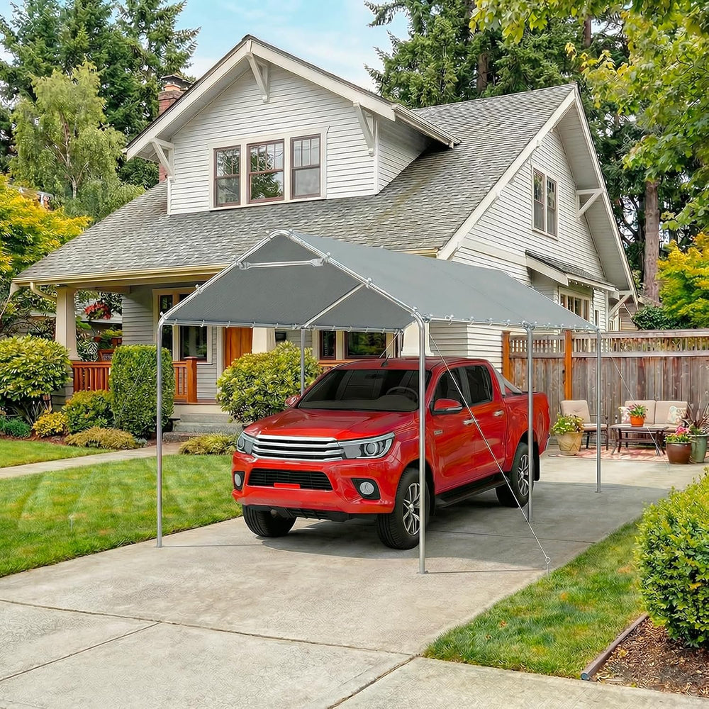 Quictent 10x20 ft Heavy Duty Carport Canopy Galvanized Car Tent Outdoor Garag...