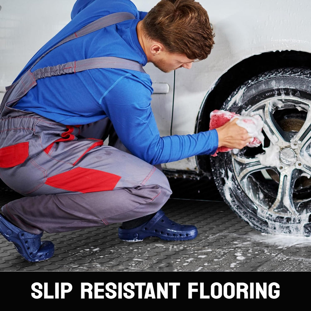 TUFFIOM 7.5 x 17 FT Garage Floor Mat, Thickened Coin Plate PVC Garage Mats Fl...