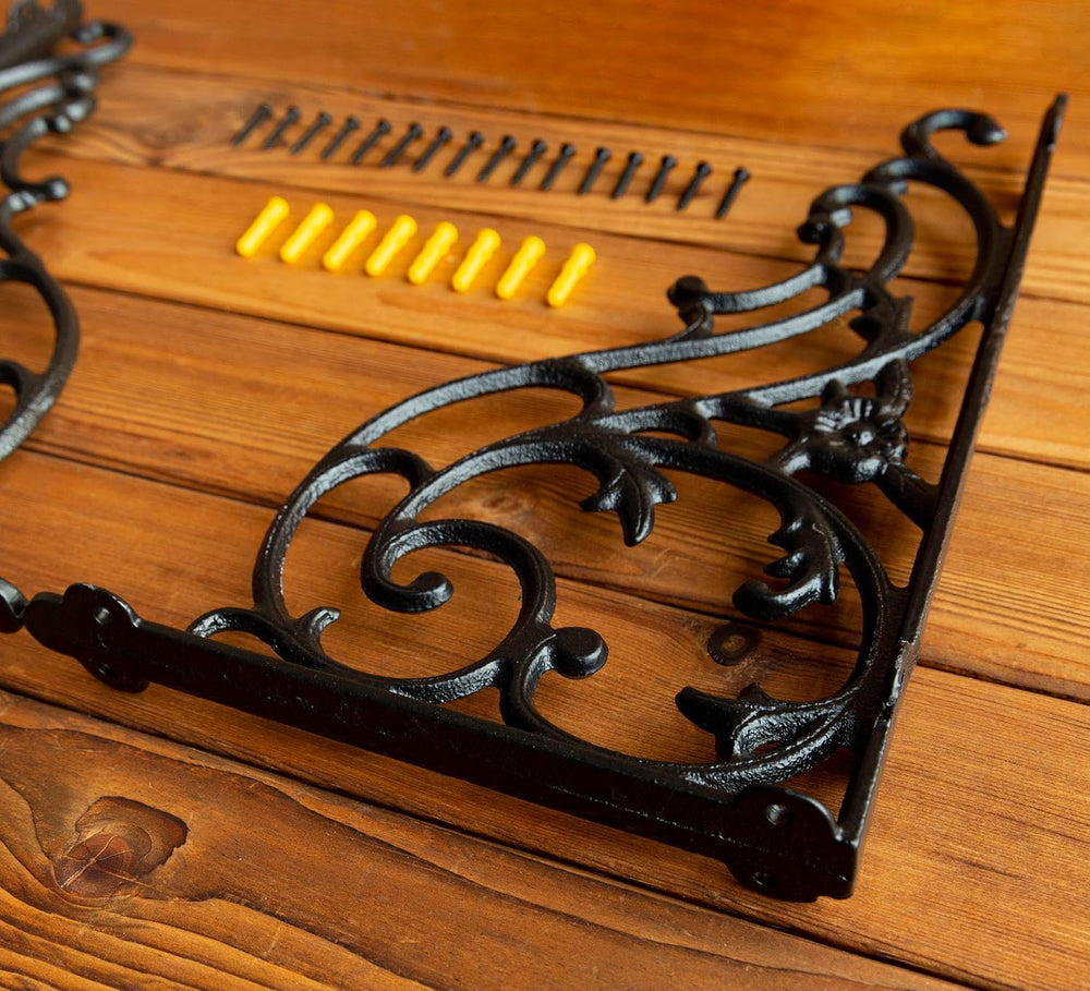 14''x8.5'' Decorative Shelf Brackets,2 Pack Cast Iron Shelf S...