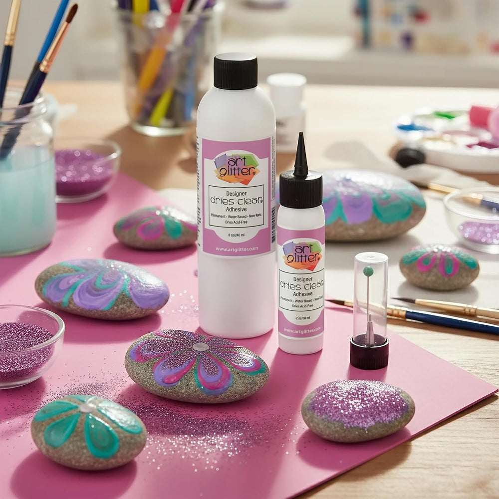 Art Institute Glitter Dries Clear Glue Kit, 8oz & 2oz with Metal Tip &...