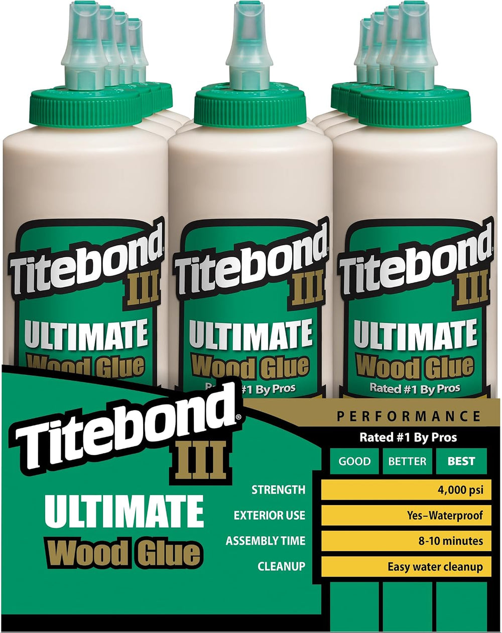 Titebond III Ultimate Wood Glue 16 Oz. (12 Pack) – Premium Professional Woodw...