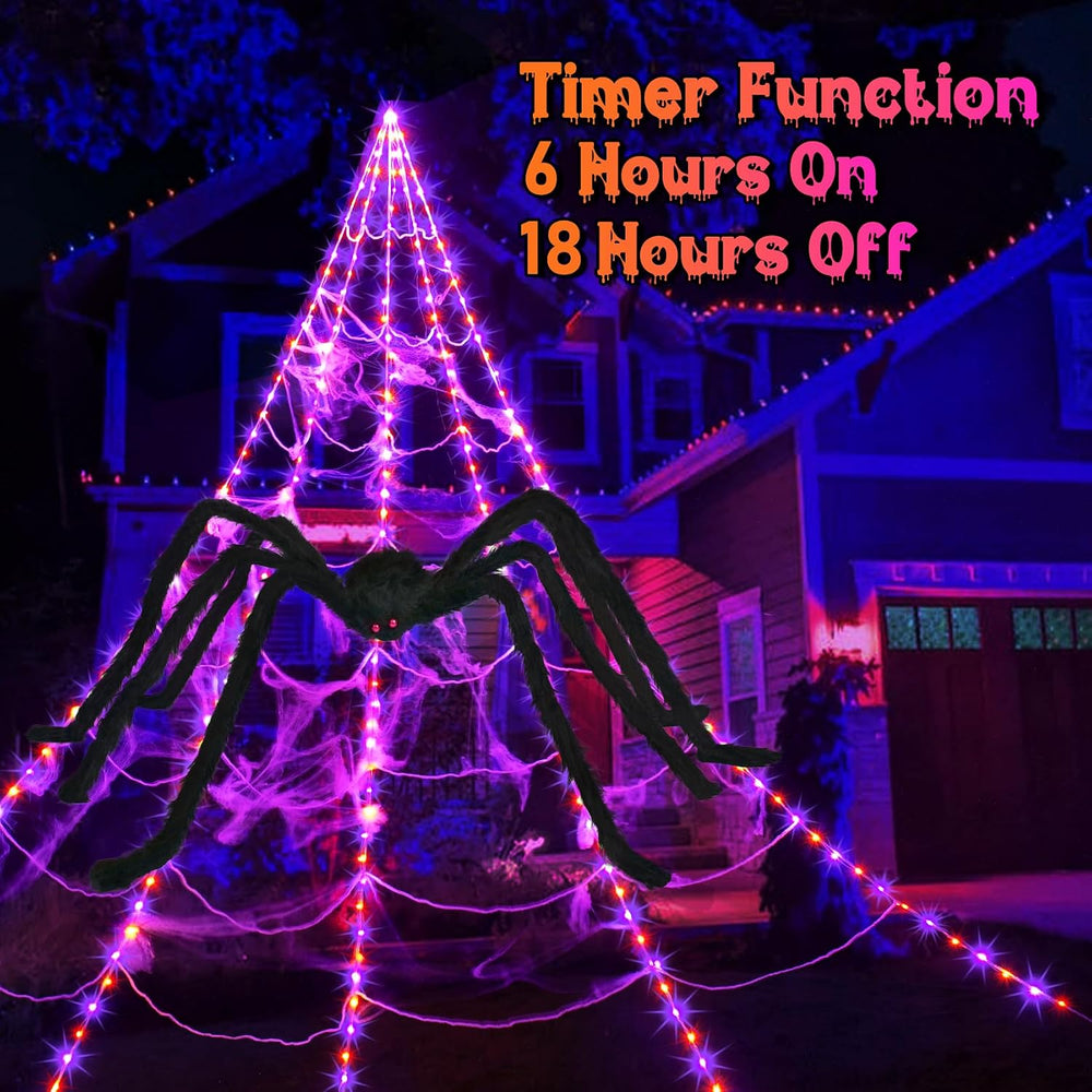 Halloween Spider Web Decoration 250 LED Outdoor Halloween Decorations