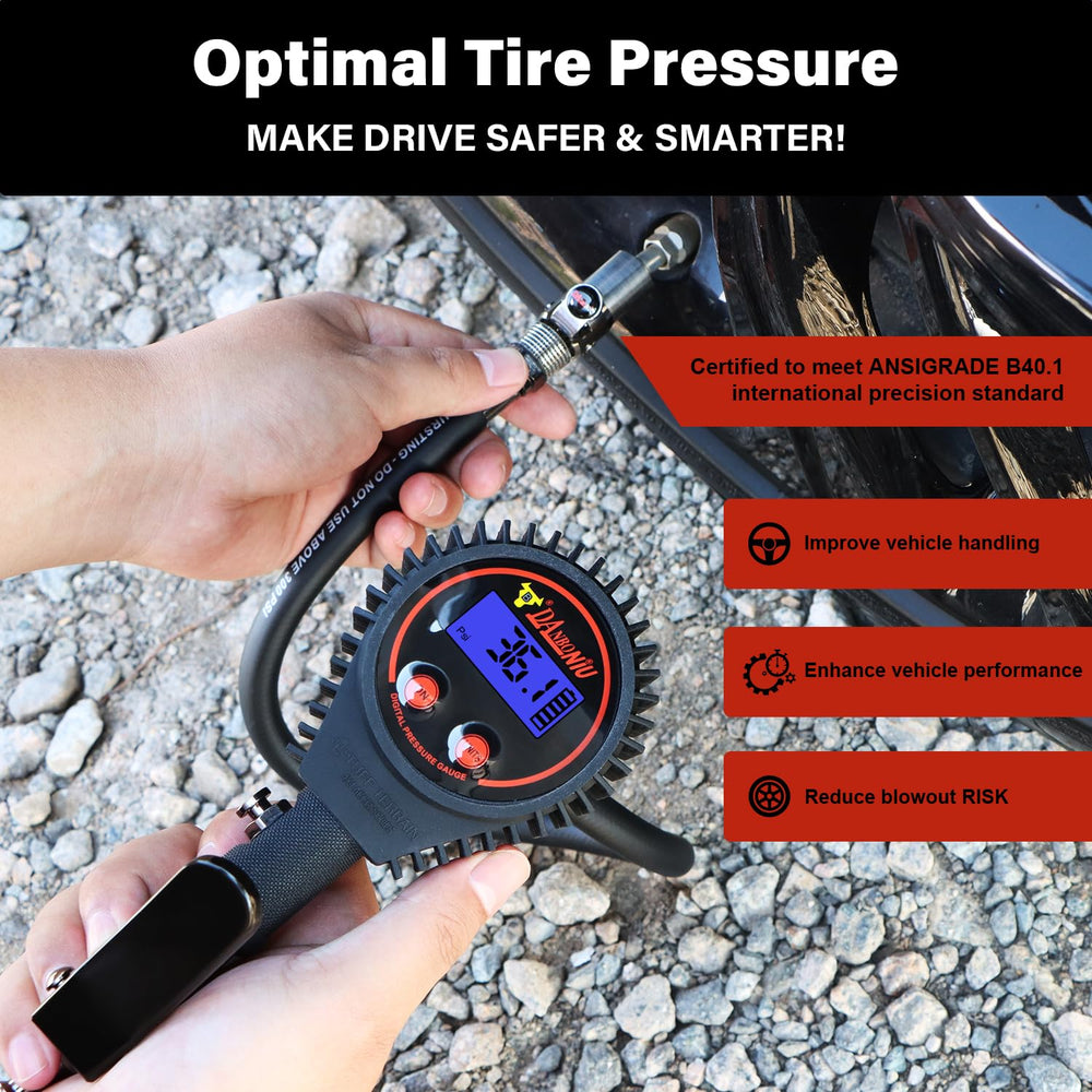 Heavy Duty Digital Tire Pressure Gauge, Air Pressure Gauge Inflator, Quick Lo...