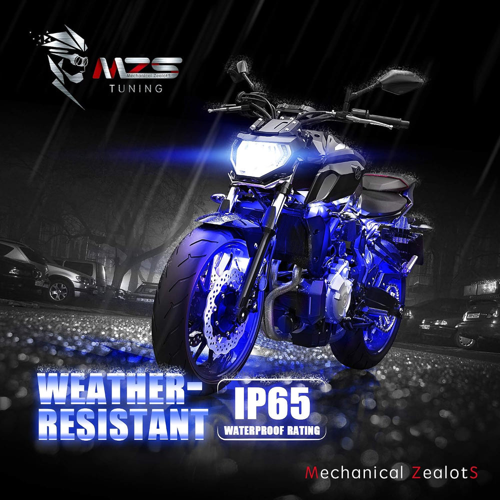 MZS 8Pcs Motorcycle LED Light Kit, Multi-Color Neon RGB Strips LED Underglow ...