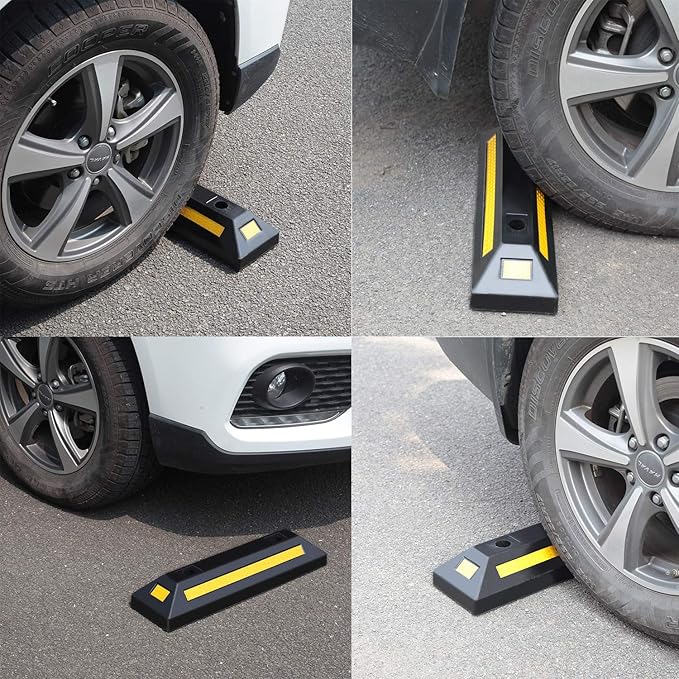 2 Pack Rubber Parking Guide Blocks Heavy Duty Wheel Stop Stoppers