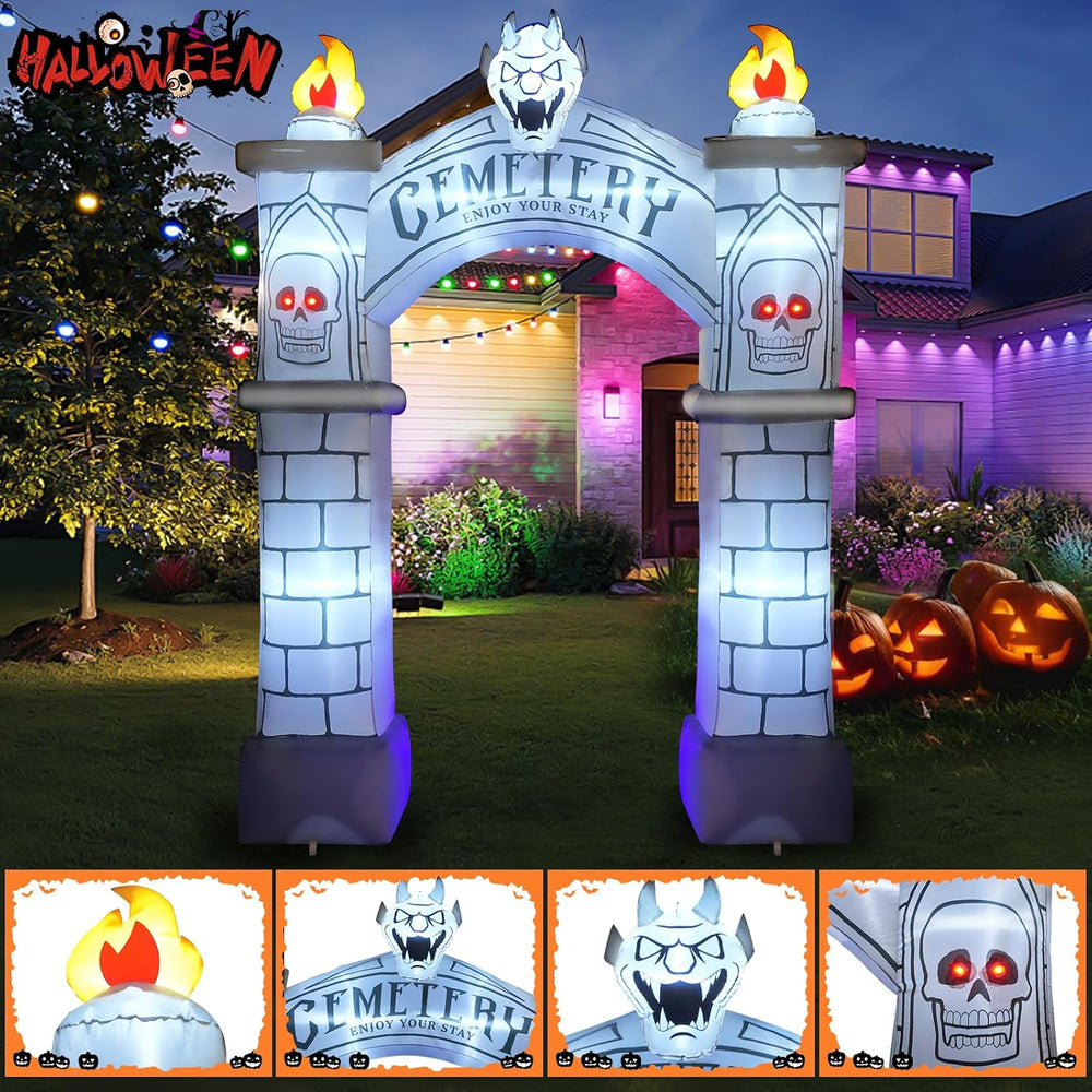 9.5FT Halloween Inflatable Archway, Giant Blow up Arch Yard Decorations with ...