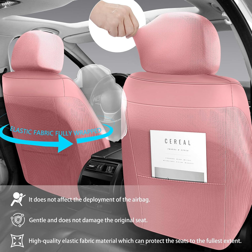 NS YOLO Universal Fit Premium Pink Leather 5-Seats Car Seat Covers