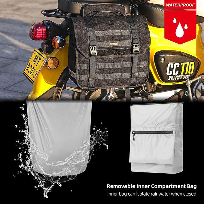 Rhinowalk Motorcycle Saddlebags, Waterproof Saddlebags, Quick Release 13L