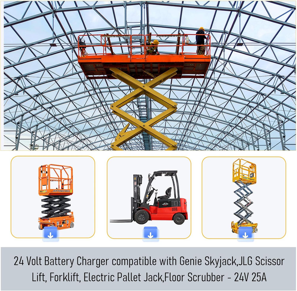 24V 25A Scissor Lift Battery Charger, 24V Golf Cart Battery Charger, 24 Volt ...