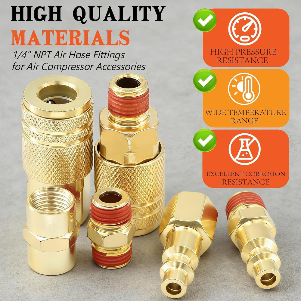 54 Pcs 1/4-inch NPT Air Hose Fittings Coupler Kit 360ยฐ Swivel Quick Connect