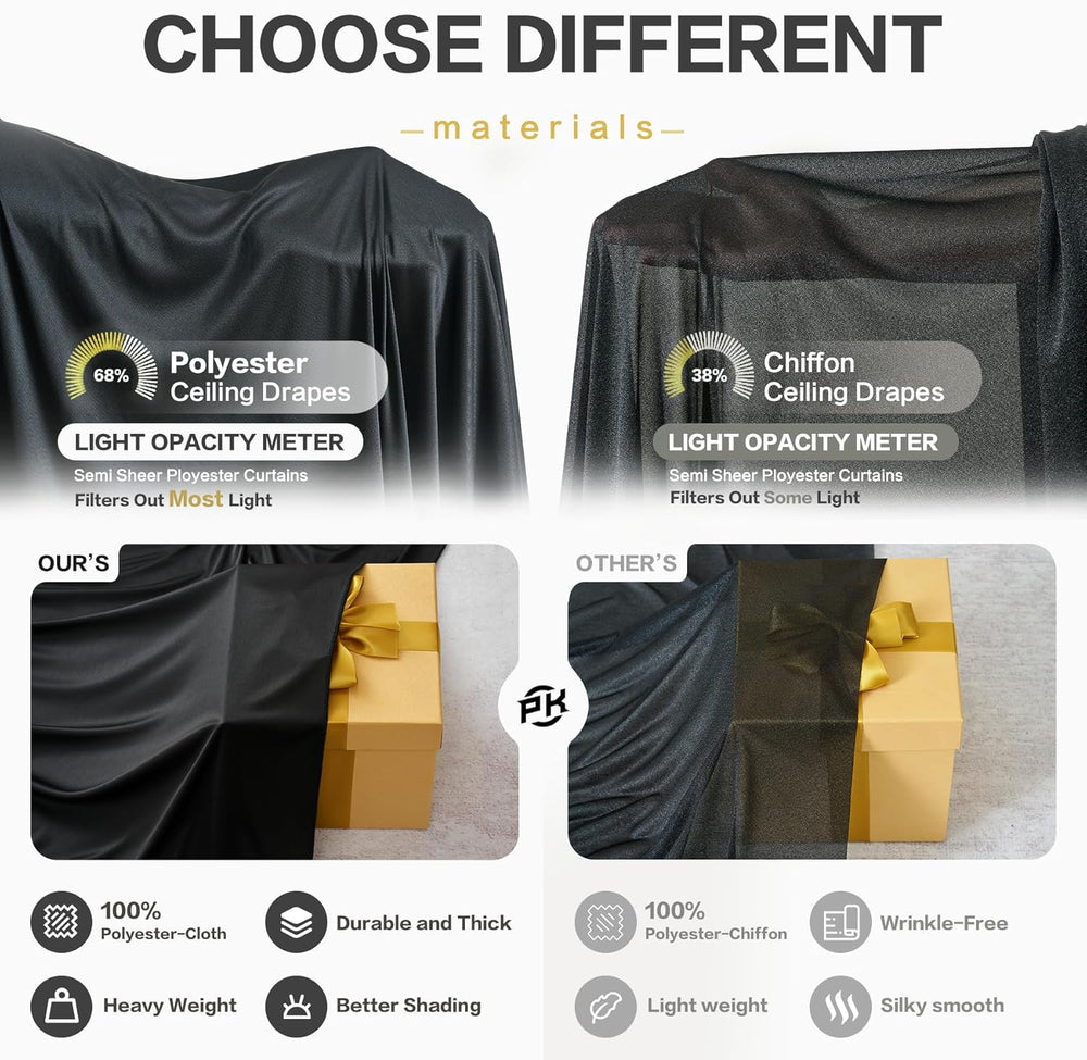 20FT x 50FT Black Ceiling Drapes for Halloween Party Decor