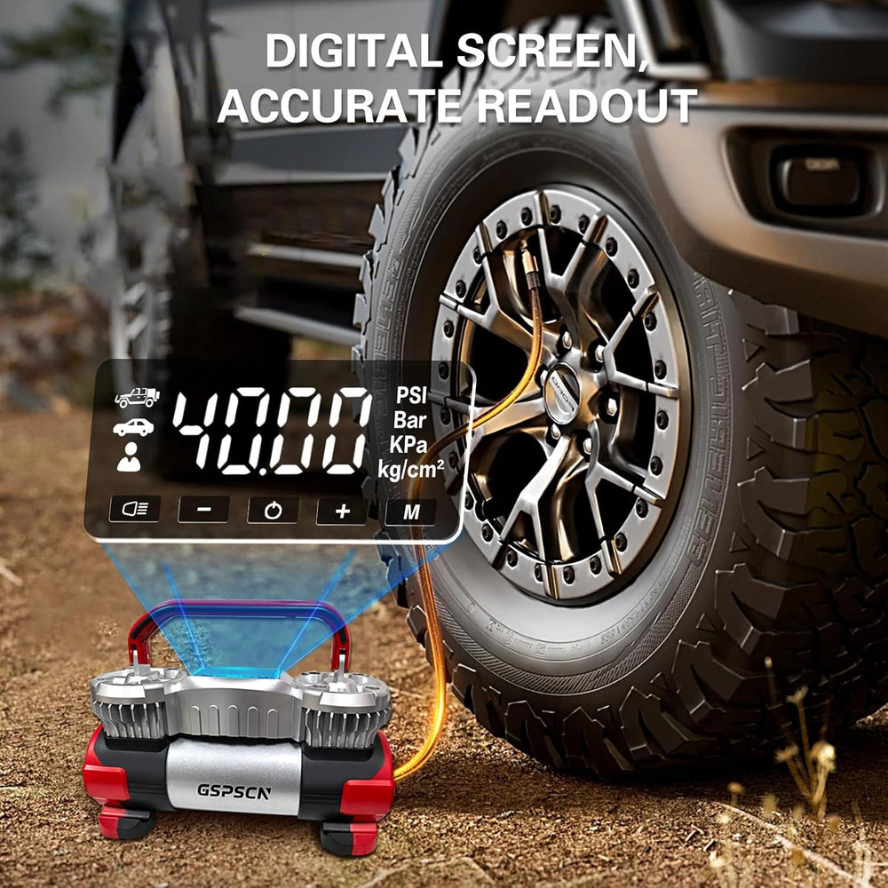 GSPSCN Digital Tire Inflator 12V Heavy Duty Metal Portable Air Compressor