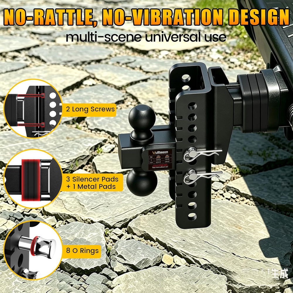 Adjustable Trailer Hitch Fit 2 Inch Receiver, 8in Rise/Drop hitch