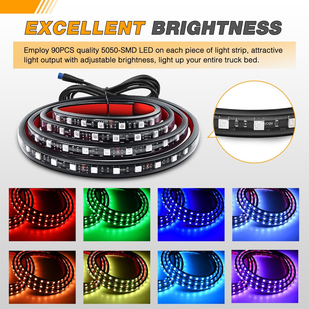 GOOACC RGB Truck Bed Light Strip 3PCS 60" 270 LEDs Neon Accent Lighting ...