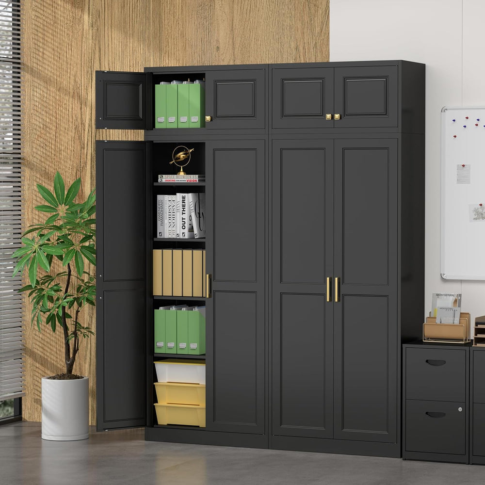 Steeloong 86"Metal Pantry Storage Cabinet with Doors & 4 Adjustable ...