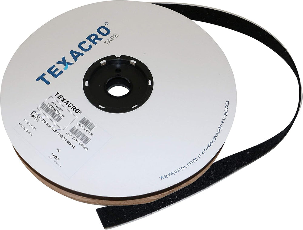 TEXACRO Brand Loop 71 PSA 32 - 25 Yard Roll 1" Wide, Black