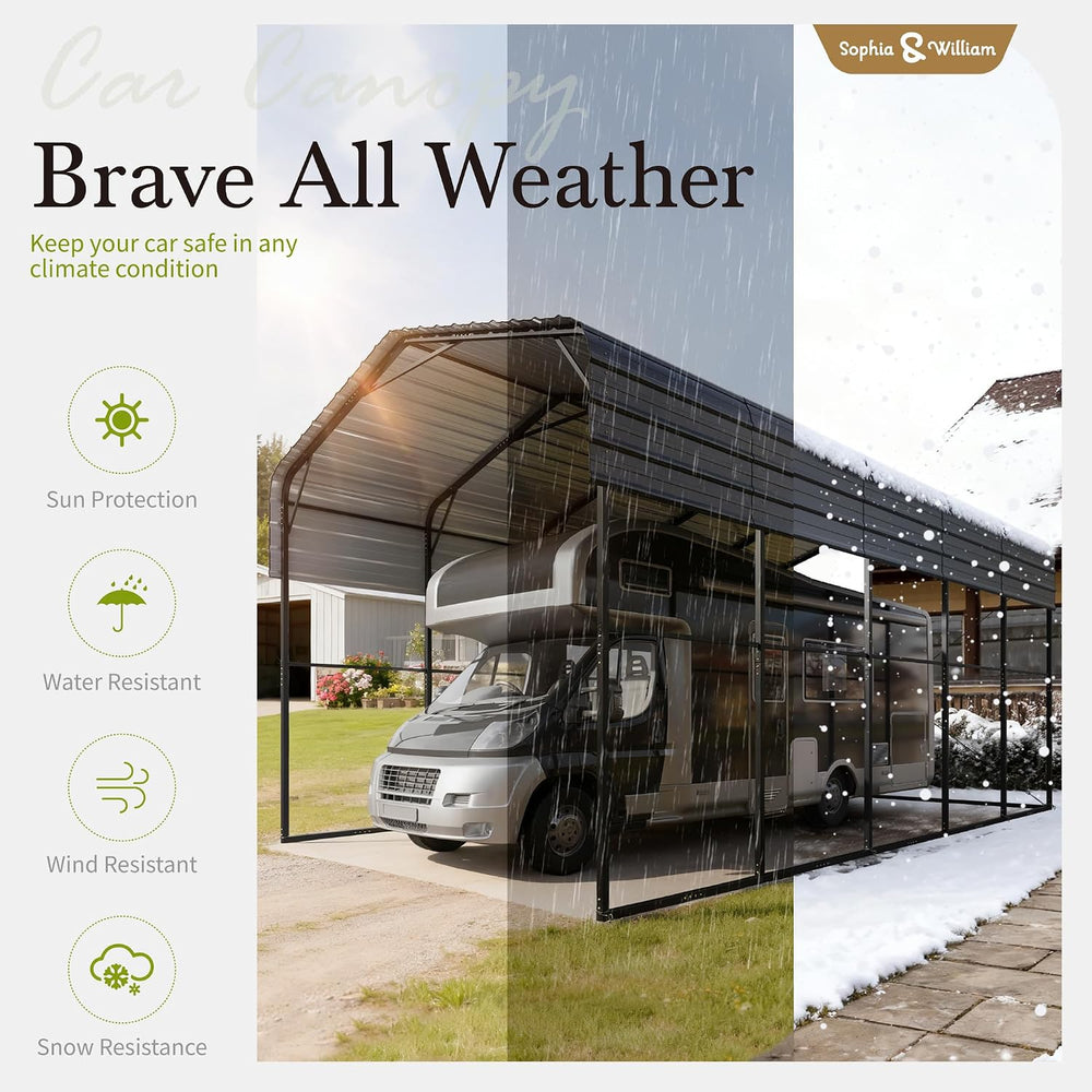 Sophia & William RV Carport14x25ft, Car Canopy Metal Heavy Duty Shelter