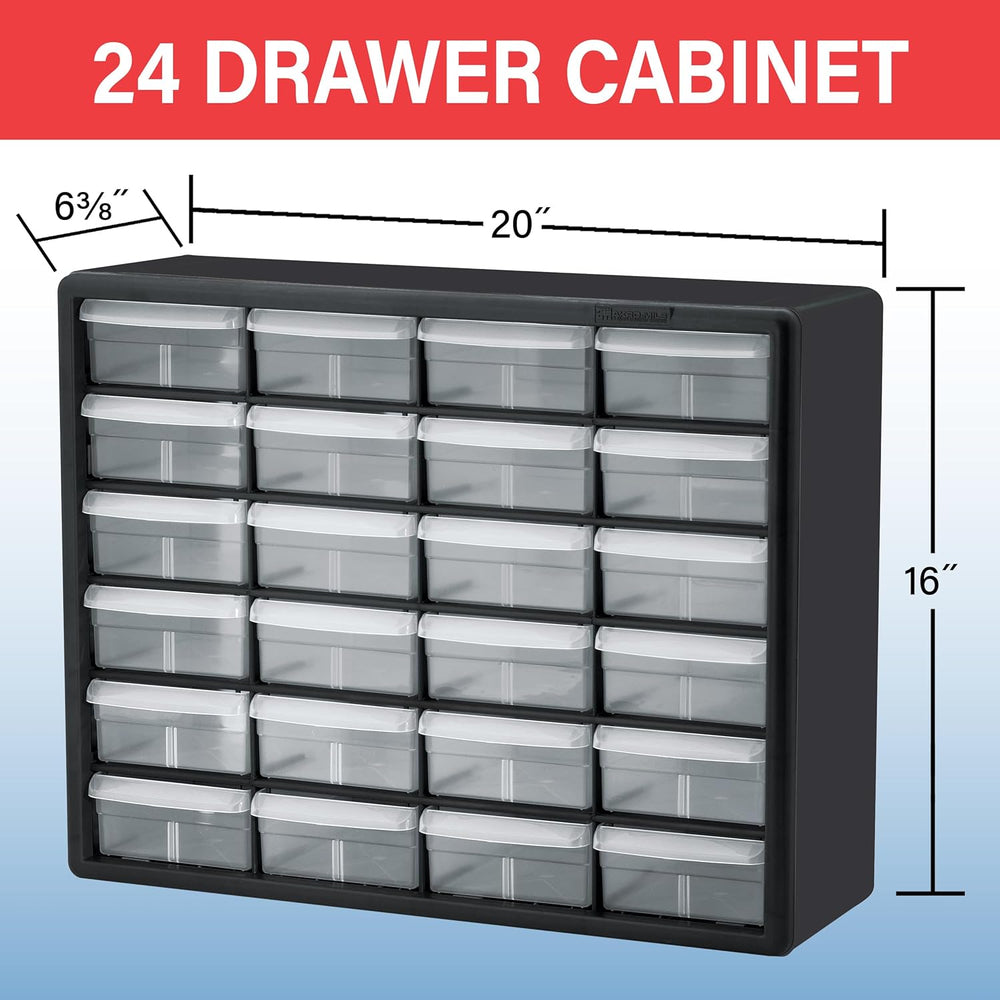 Akro-Mils 24-Drawer Plastic Storage Cabinet, 20" W x 6" D x 16"...