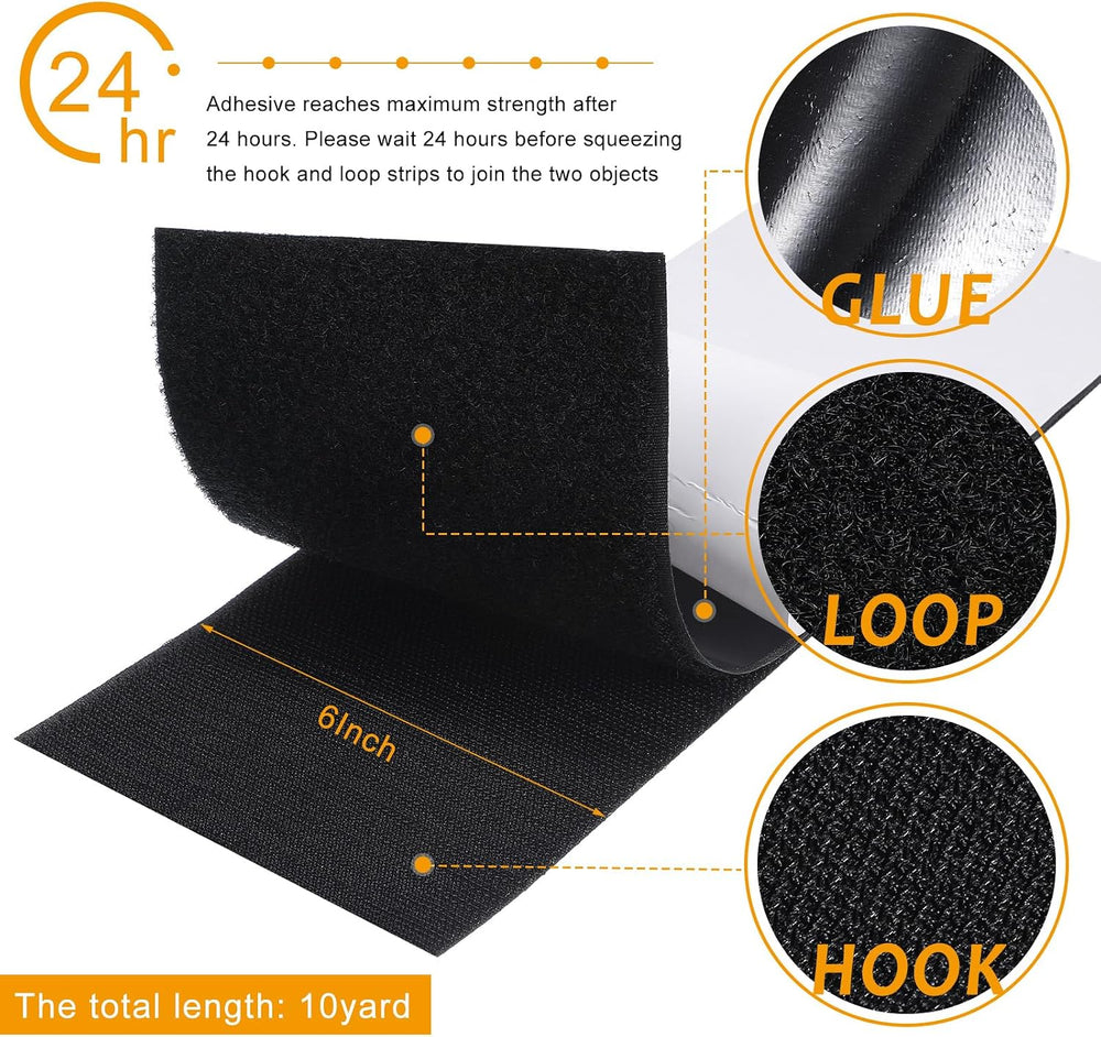 Waydress Hook and Loop Tape Heavy Duty,6 Inch X 10 Yard