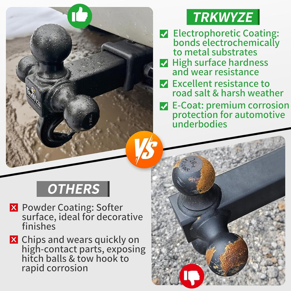 Tri-Ball Hitch 2 inch Receiver, Black E-Coat, Rust & Wear Resistant