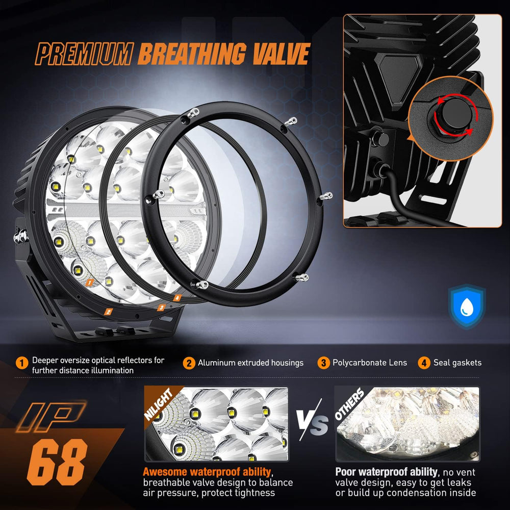Nilight 7 Inch 2 PCS 90W 9850LM Round LED Offroad Driving Lights with DRL