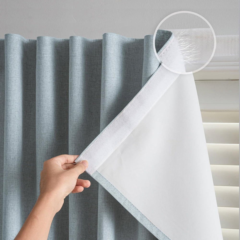 Adhesive Blackout Curtains for Blinds, Stick On Curtains No Drill Needed, 100...