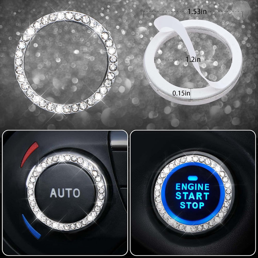 CAR PASS 23 PCS Bling Diamond Car Accessories Set for Women, Leather Seat Cov...