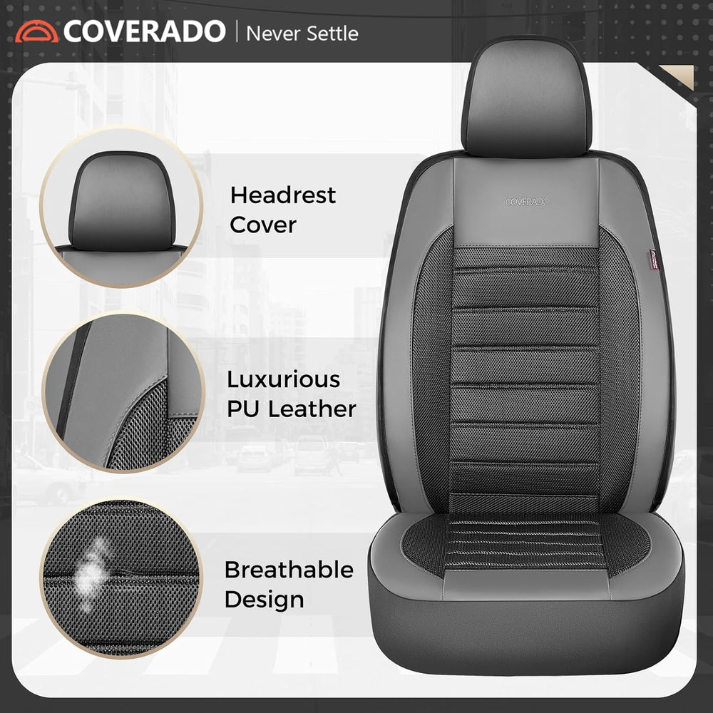 Coverado Car Seat Covers Front Seats, Luxury Leather Car Seat Covers, Automot...