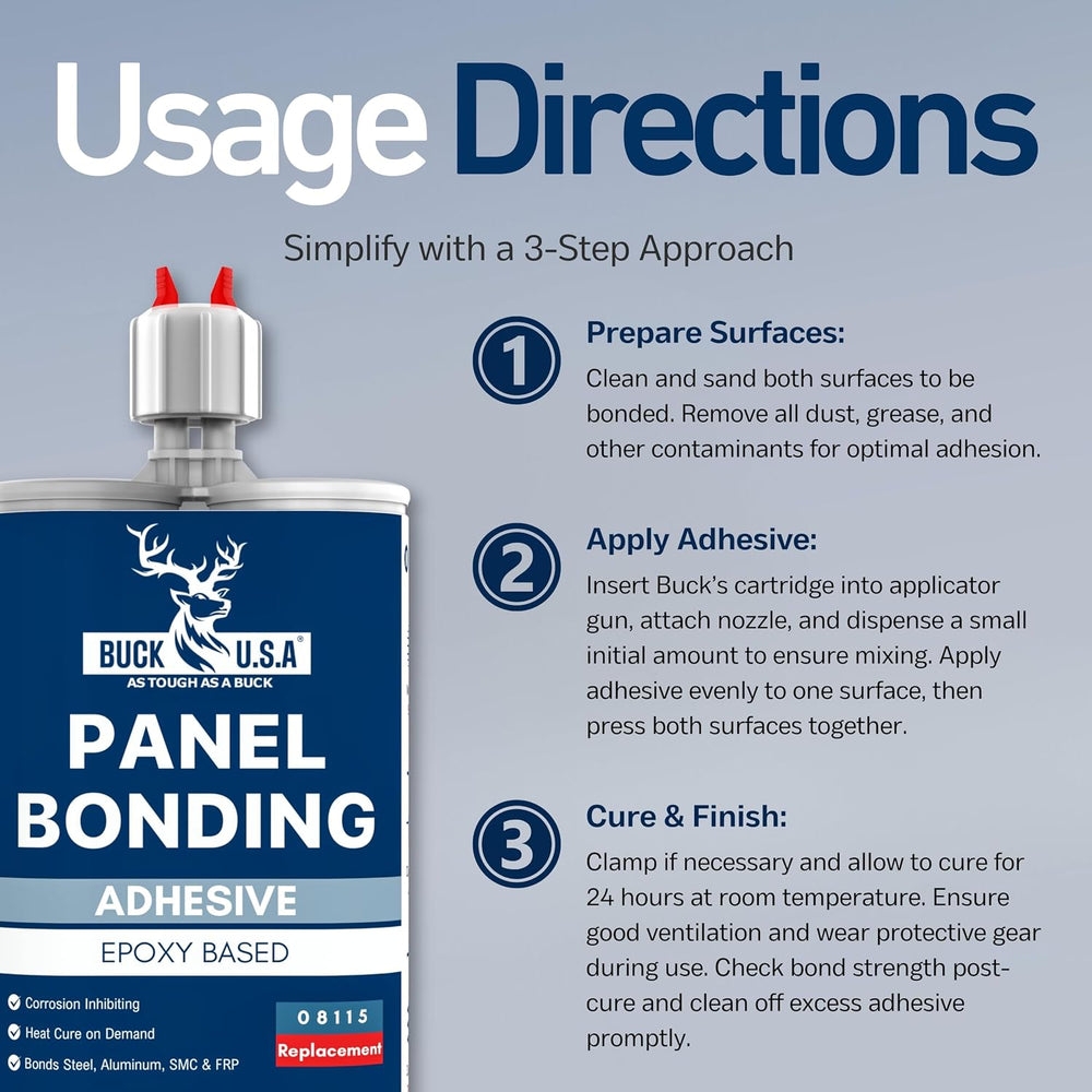 Buck Panel Bonding Adhesive, Two-Part Epoxy, 400 ml/13.5 fl oz Cartridge, 081...